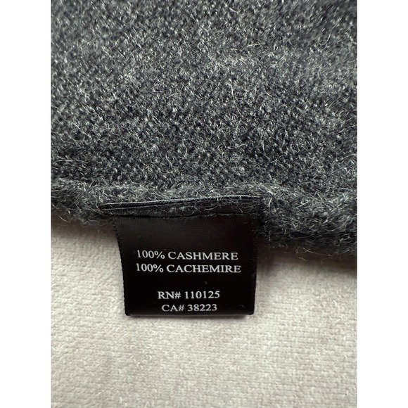 NWT Qi Cashmere Sweater Women Small Gray Blue Trim V Neck 100% Cashmere Pullover - Picture 14 of 16